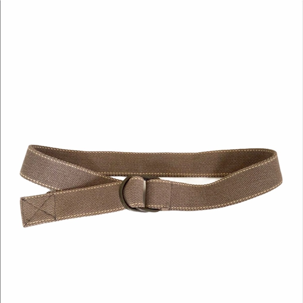 Tan Stitched Pull Through Metal Buckle Belt